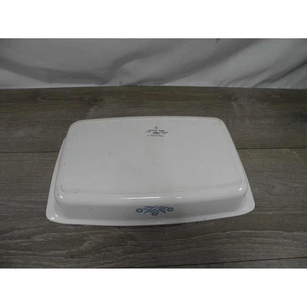 Vintage Corning Ware P-332 2 Qt Blue Floral Casserole Baking Dish USA